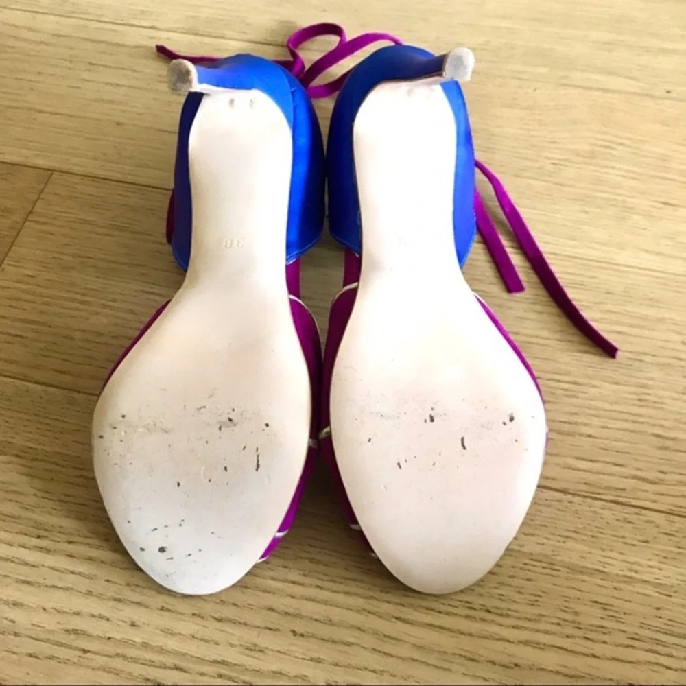 Color Block Blue & Fuchsia Leather Suede Heels – Size 7.5 (EU 38) - Picture 5 of 7